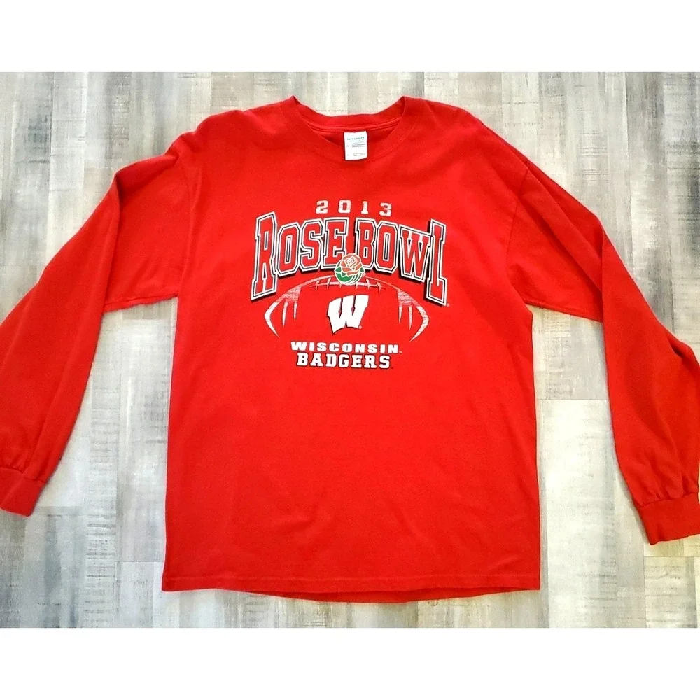 Wisconsin Badgers Rose Bowl Football 2013 Shirt Large NCAA Red Long Sleeve Gilda